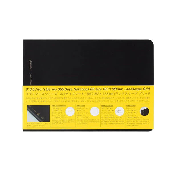 Stalogy - 365 Days Notebook, B6 landscape, black, product front