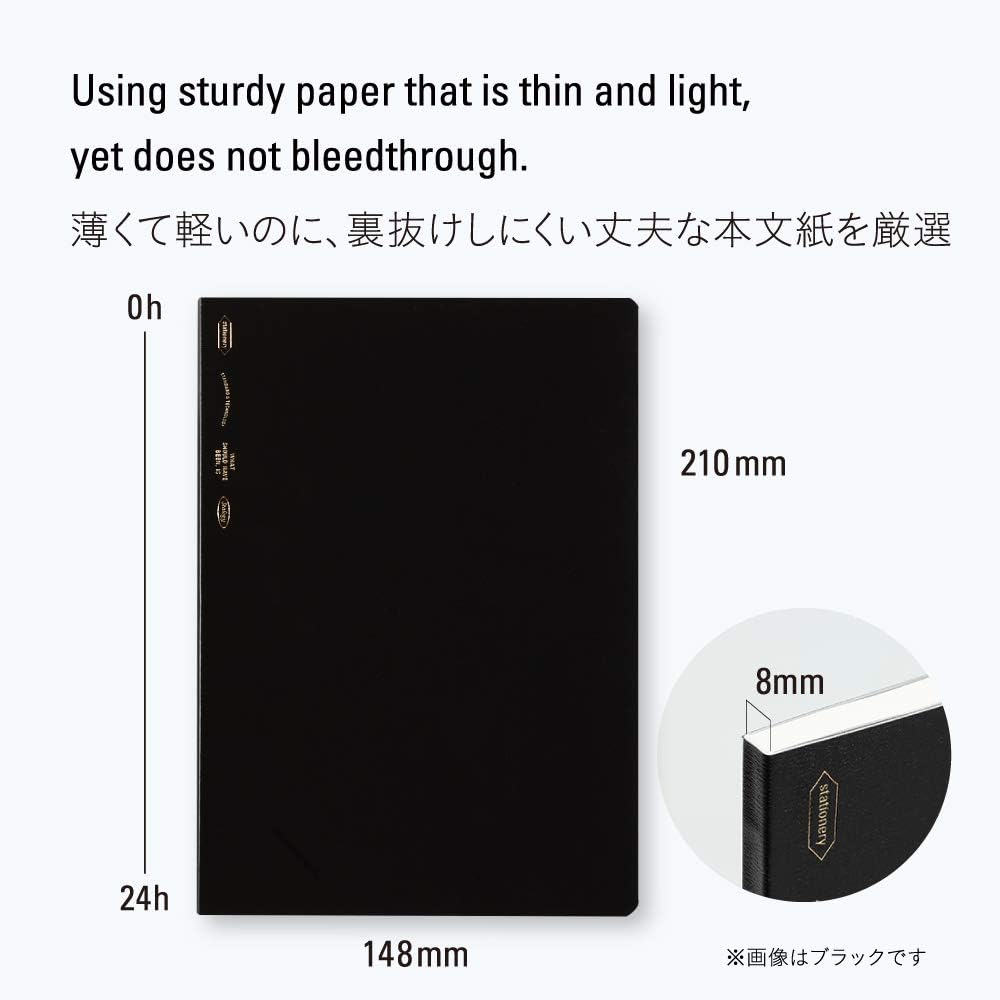 Black paper sample with measurements and text on a white background