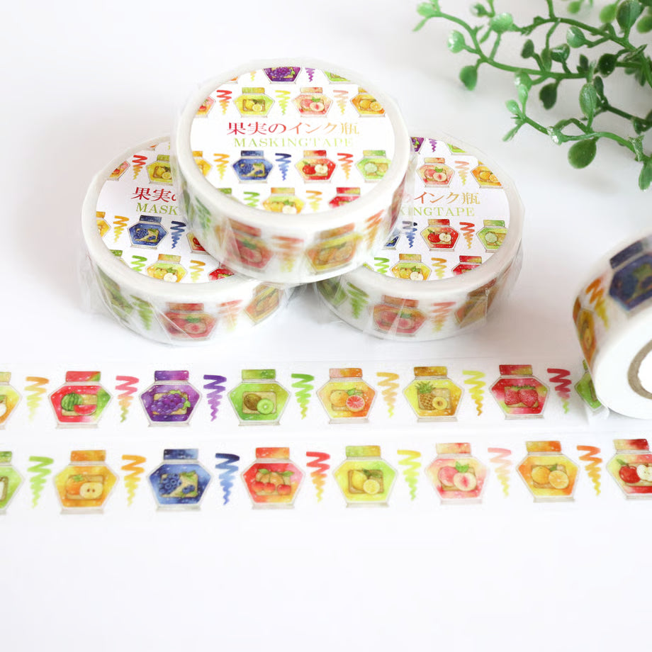 Decorative tape with fruit design on a white background