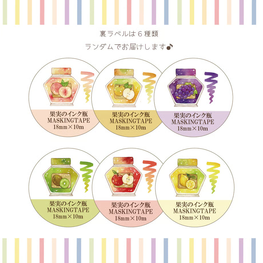 Decorative masking tape with fruit-themed designs on a white background
