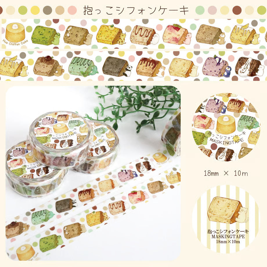 Masking tape with cake design on a colorful background