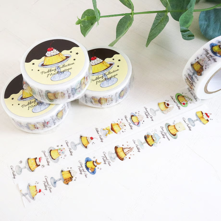 Washi tape with pudding design on a white background