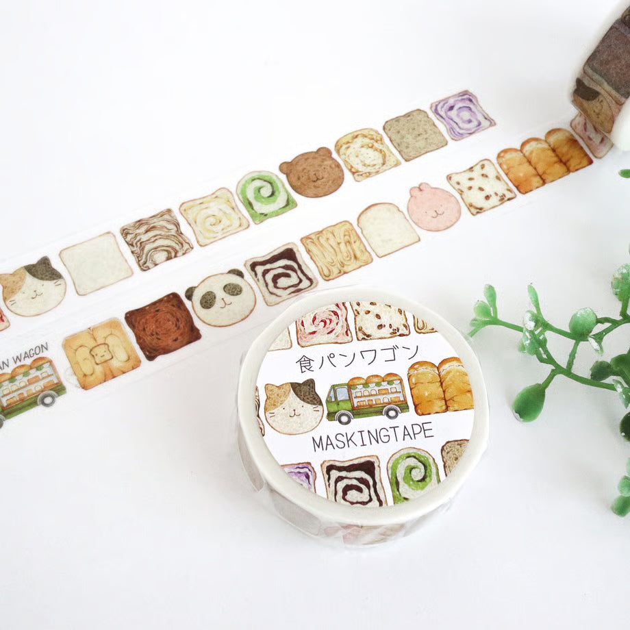 Masking tape with bread-themed design on a white background