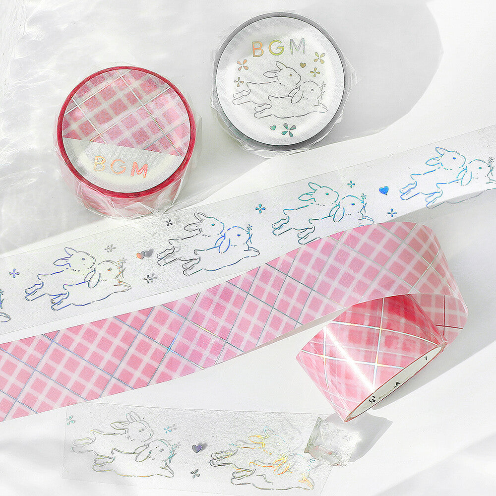 BGM - PET tape, Bunny, silver iridescent foil, hologram