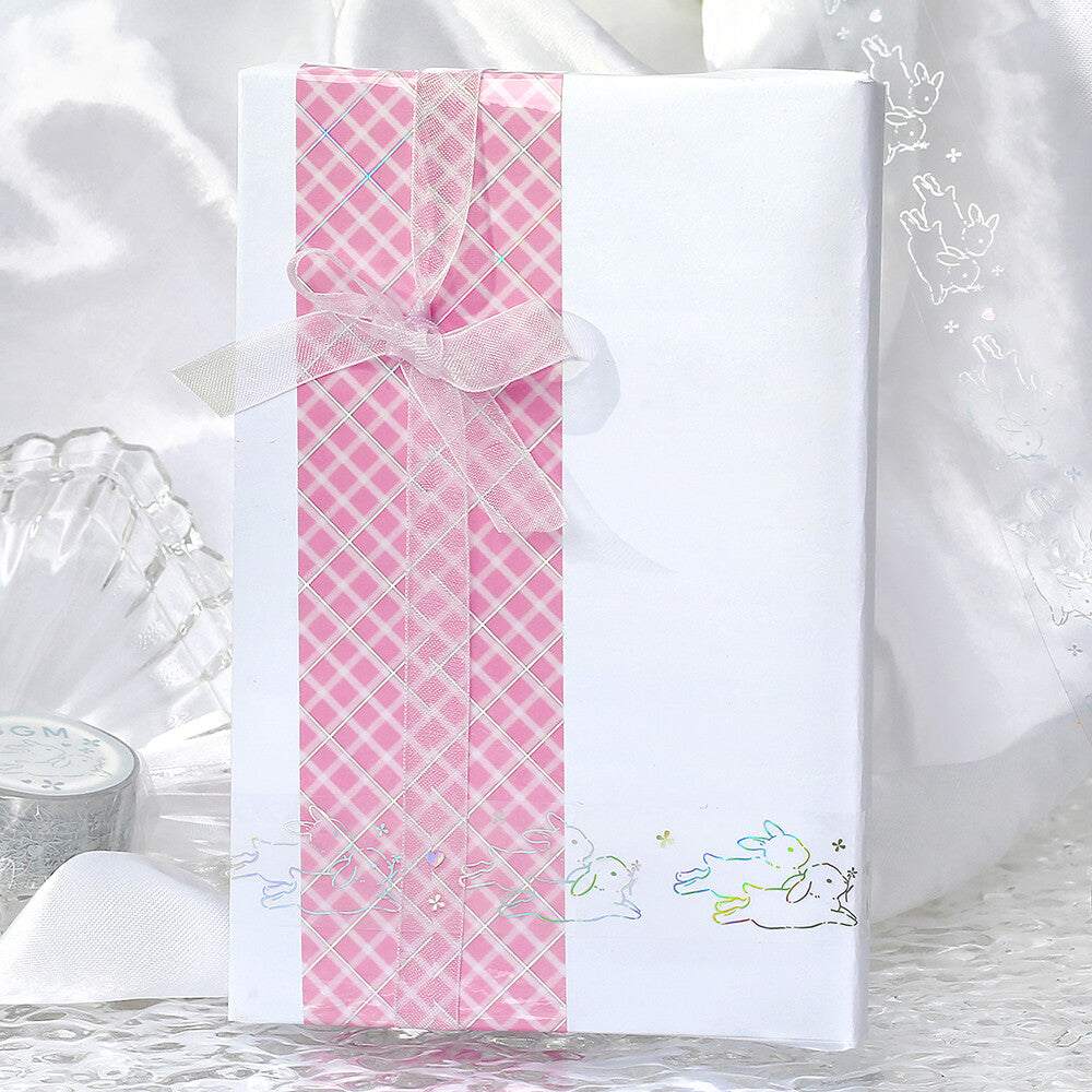 BGM - PET tape, Bunny, silver iridescent foil, gift packaging