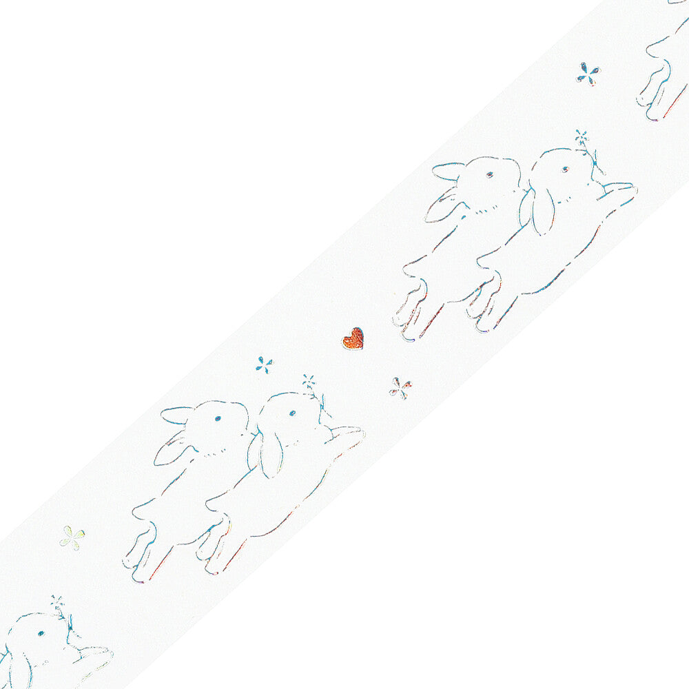 BGM - PET tape, Bunny, silver iridescent foil, loop