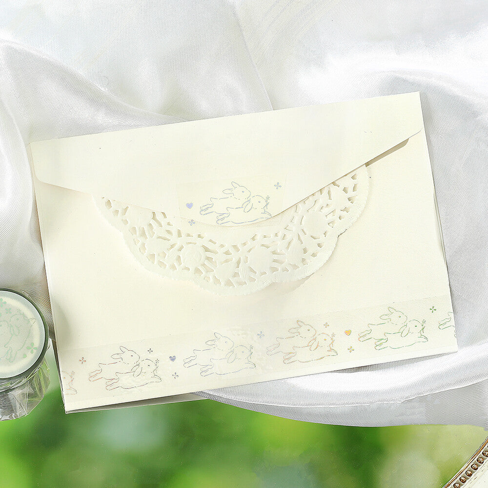 BGM - PET tape, Bunny, silver iridescent foil, decoration
