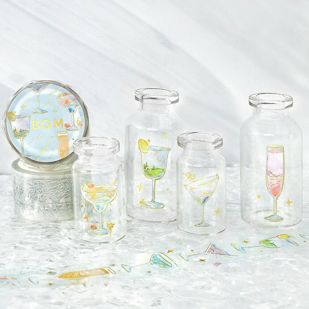 BGM - PET tape, Empty Cocktail, gold foil, glass jar decoration