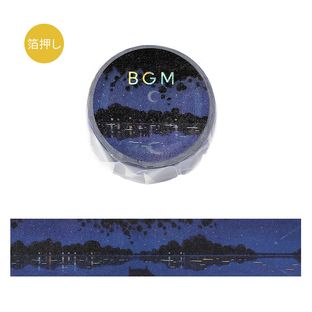BGM - Washi tape, Lake at night, silver foil, product front