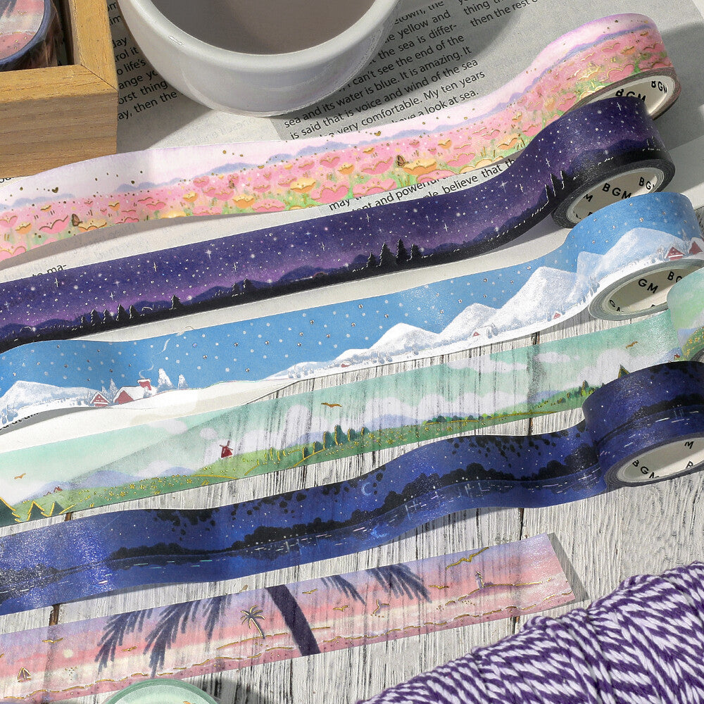BGM - Washi tape, Flower Garden, gold foil, series