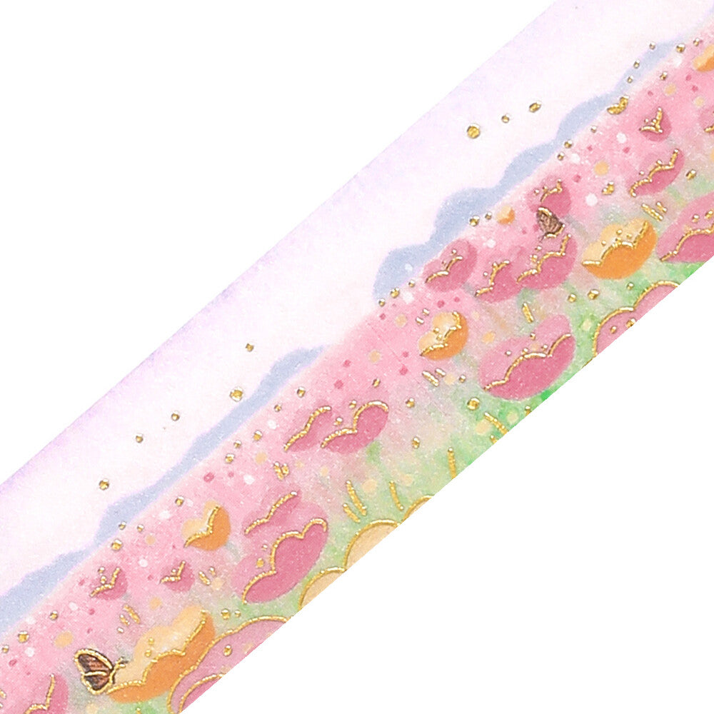 BGM - Washi tape, Flower Garden, gold foil, loop