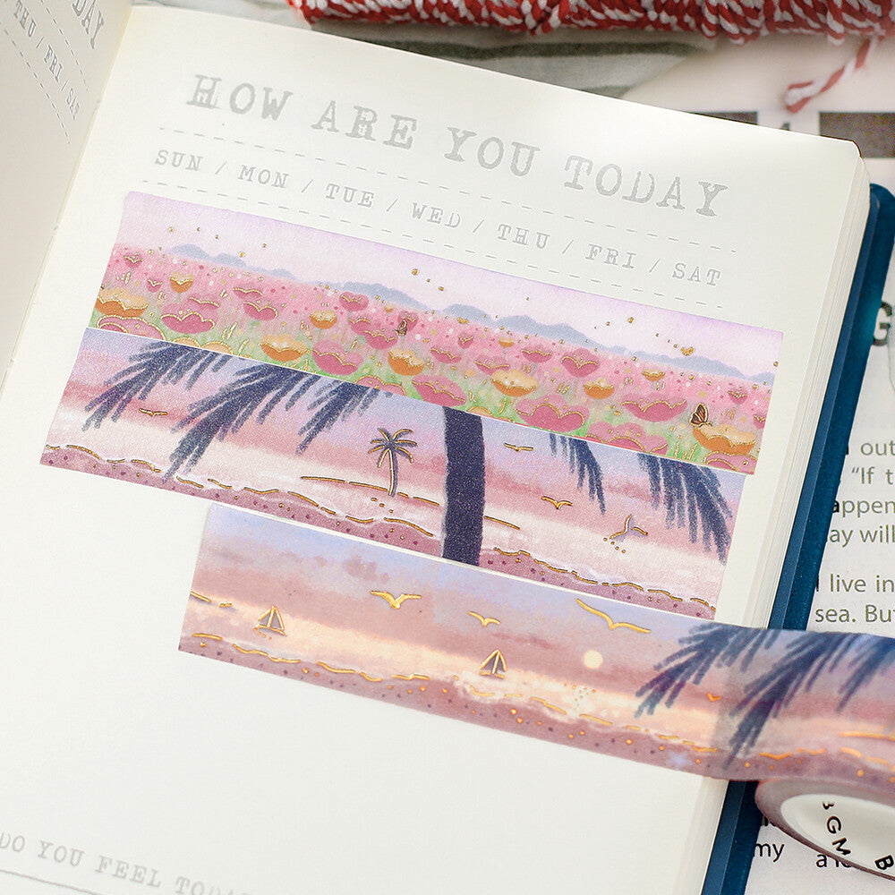 BGM - Washi tape, Flower Garden, gold foil, samples
