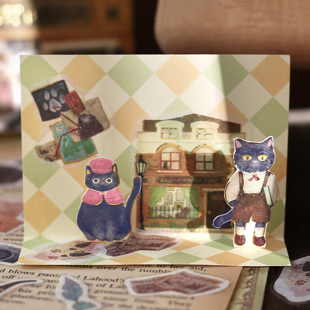BGM - Sticker flakes, Cats Shopping Arcade, gold foil, illustrations