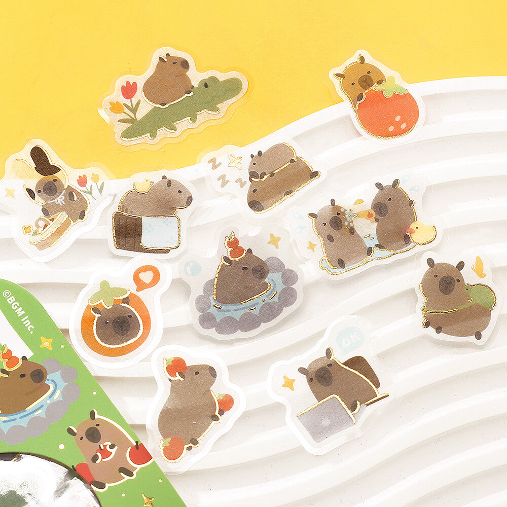 BGM - Sticker flakes, Capybaras all over the Place, gold foil, decorations
