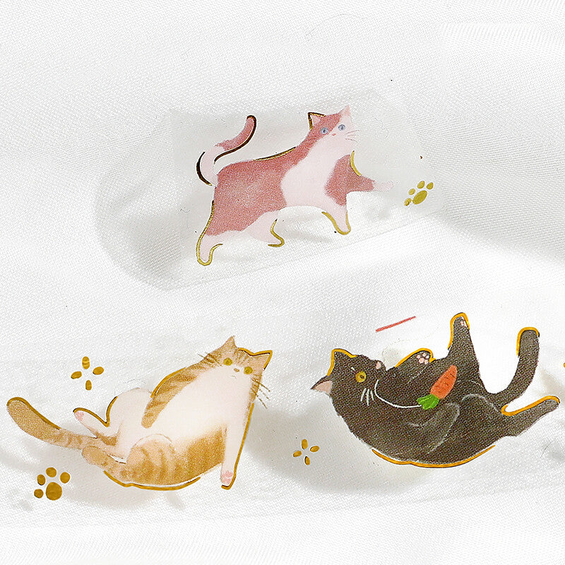 BGM - PET tape, Cat Play, gold foil, decorations