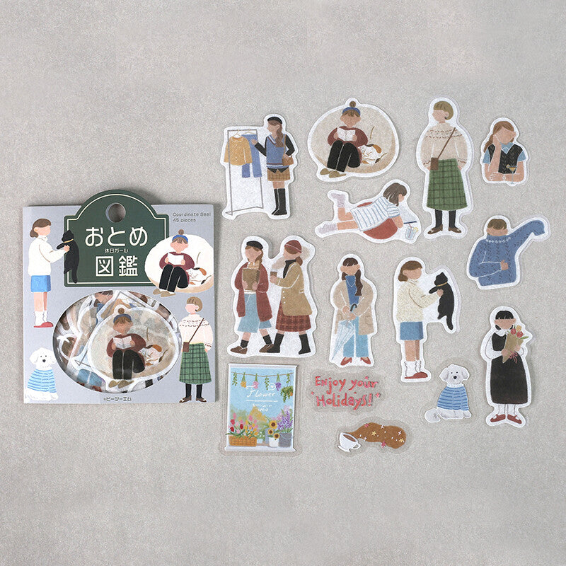 BGM - Sticker flakes, Illustrated Book Series, Holiday Girl, designs