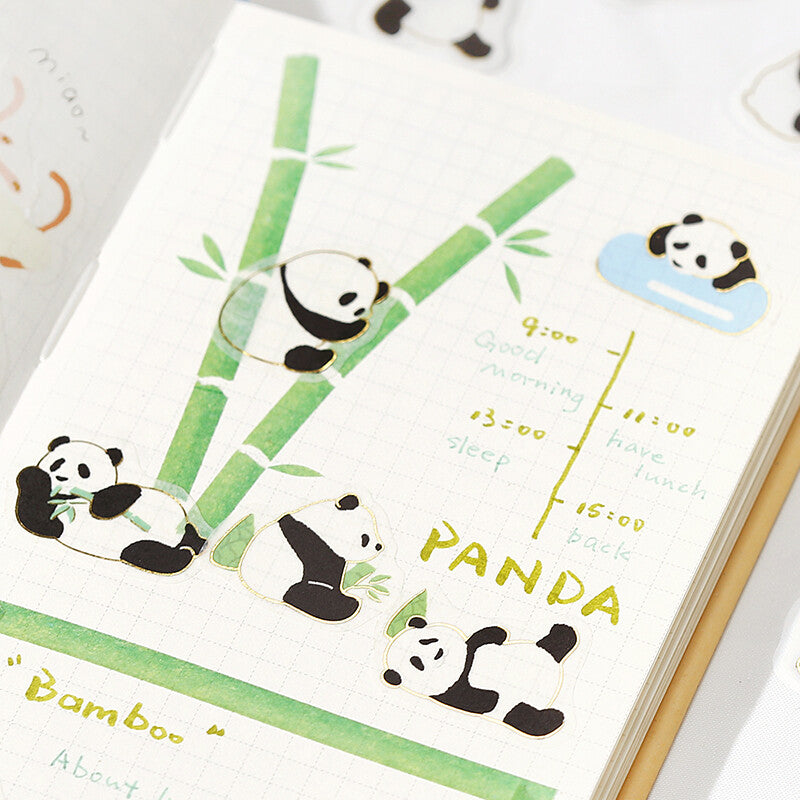 BGM - Sticker flakes, Pandas all Over the Place! Gold foil, planner in use