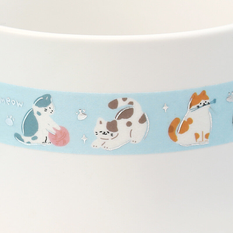 BGM - Washi tape, Meow, silver foil