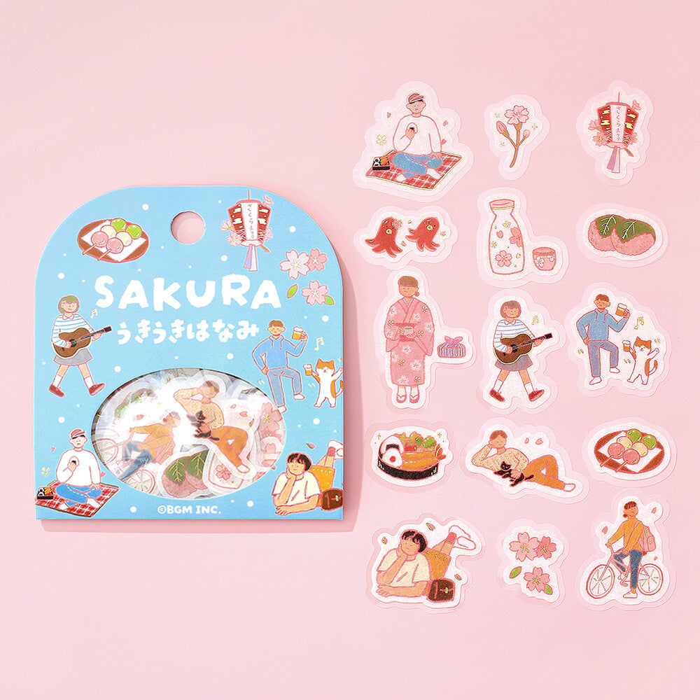 BGM - Sticker flakes, Sakura, Japanese past times, Gold foil, packet