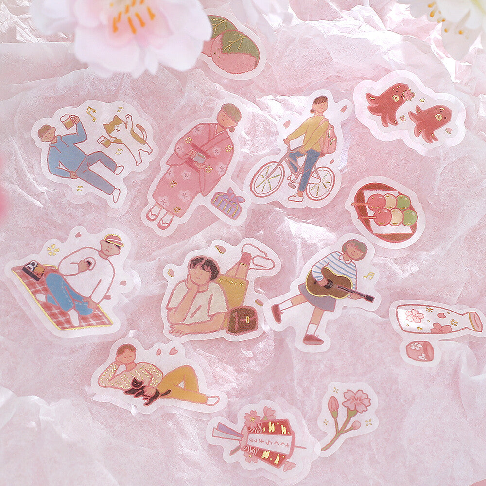 BGM - Sticker flakes, Sakura, Japanese past times, Gold foil, designs