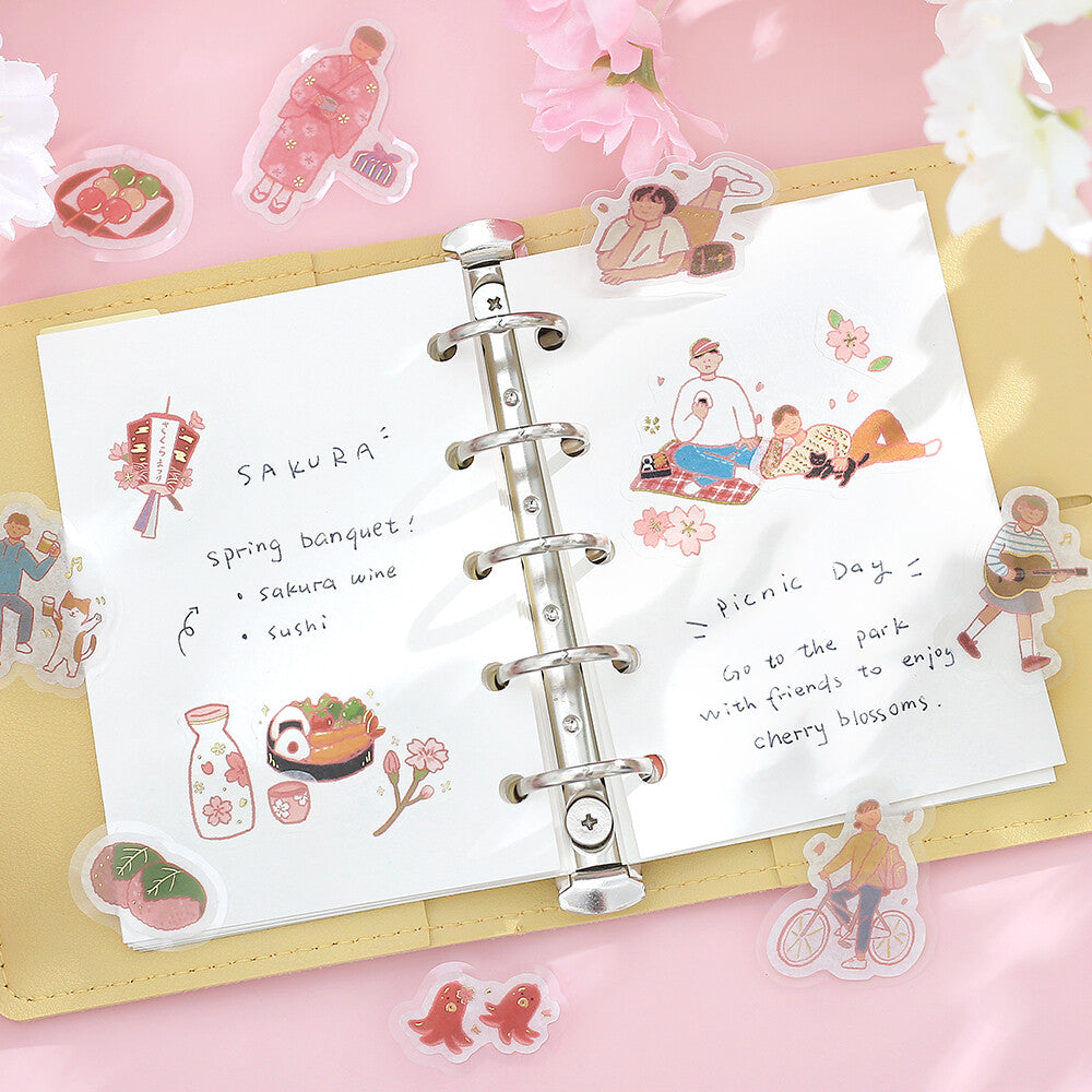 BGM - Sticker flakes, Sakura, Japanese past times, Gold foil, in use