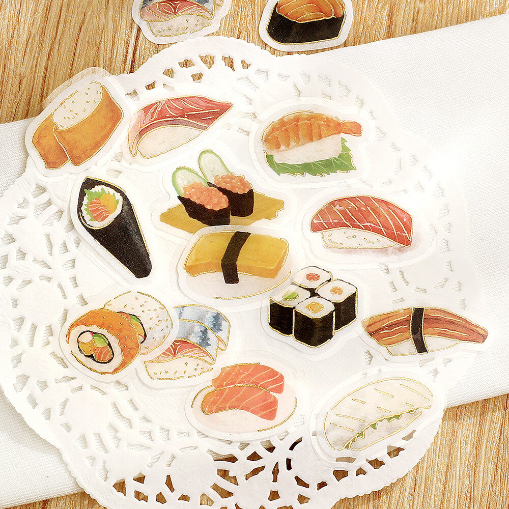 BGM - Sticker flakes, Full of Sushi! Gold foil, designs