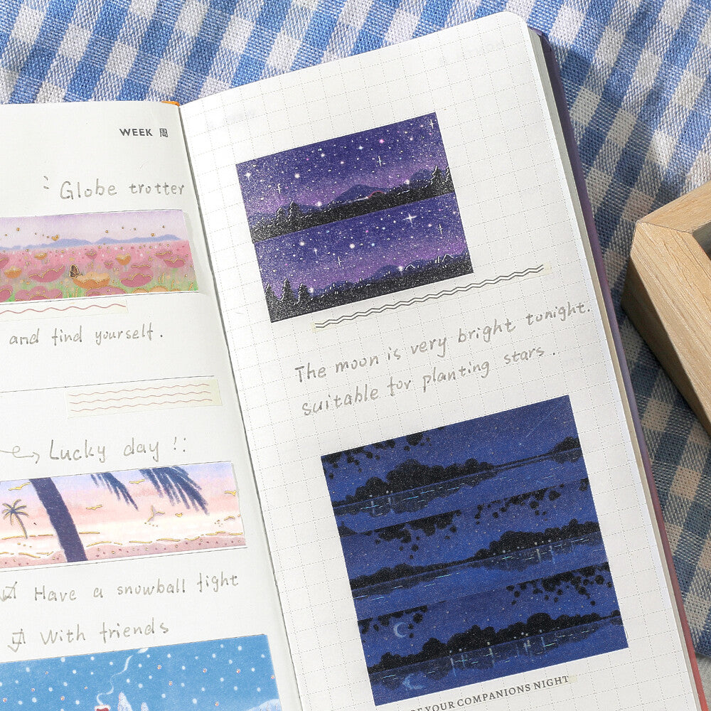 BGM - Washi tape, Starry Sky, silver iridescent foil, decoration