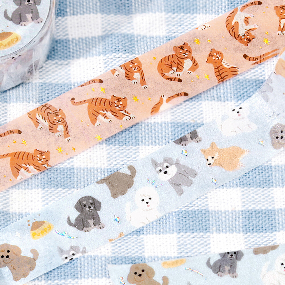 BGM - Washi tape, I love dogs, silver foil, series
