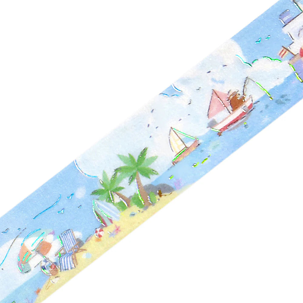 BGM - Washi tape, Holiday by the Lighthouse, silver foil, limited, loop