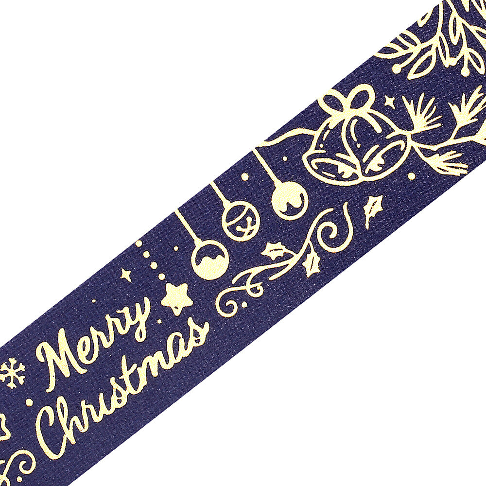 Navy blue washi tape with gold Christmas-themed decorations and 'Merry Christmas' text.