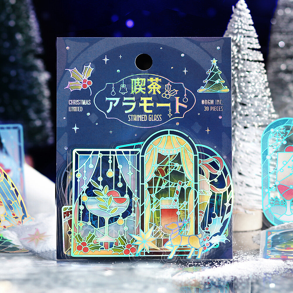 Packaged product with decorative design and text, set against a festive background.