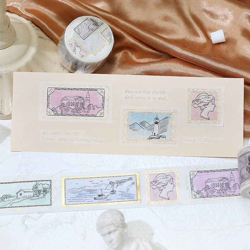 BGM - Washi tape, Art tour, Drawings, gold foil, design