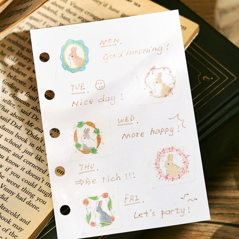 BGM - Washi tape, Rabbit Country in Frame, gold foil, decorations