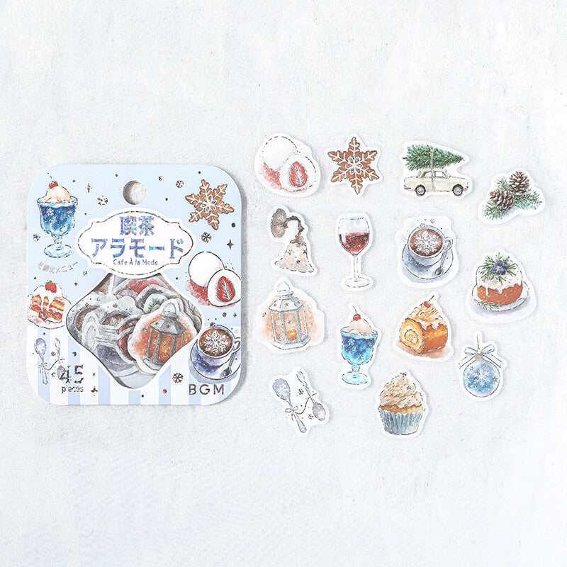 BGM - Sticker flakes, Cafe A la mode, limited edition, silver foil, designs