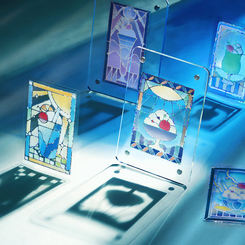 BGM - PET sticker flakes, Coffee a la mode, stained glass blue, silver foil, in use