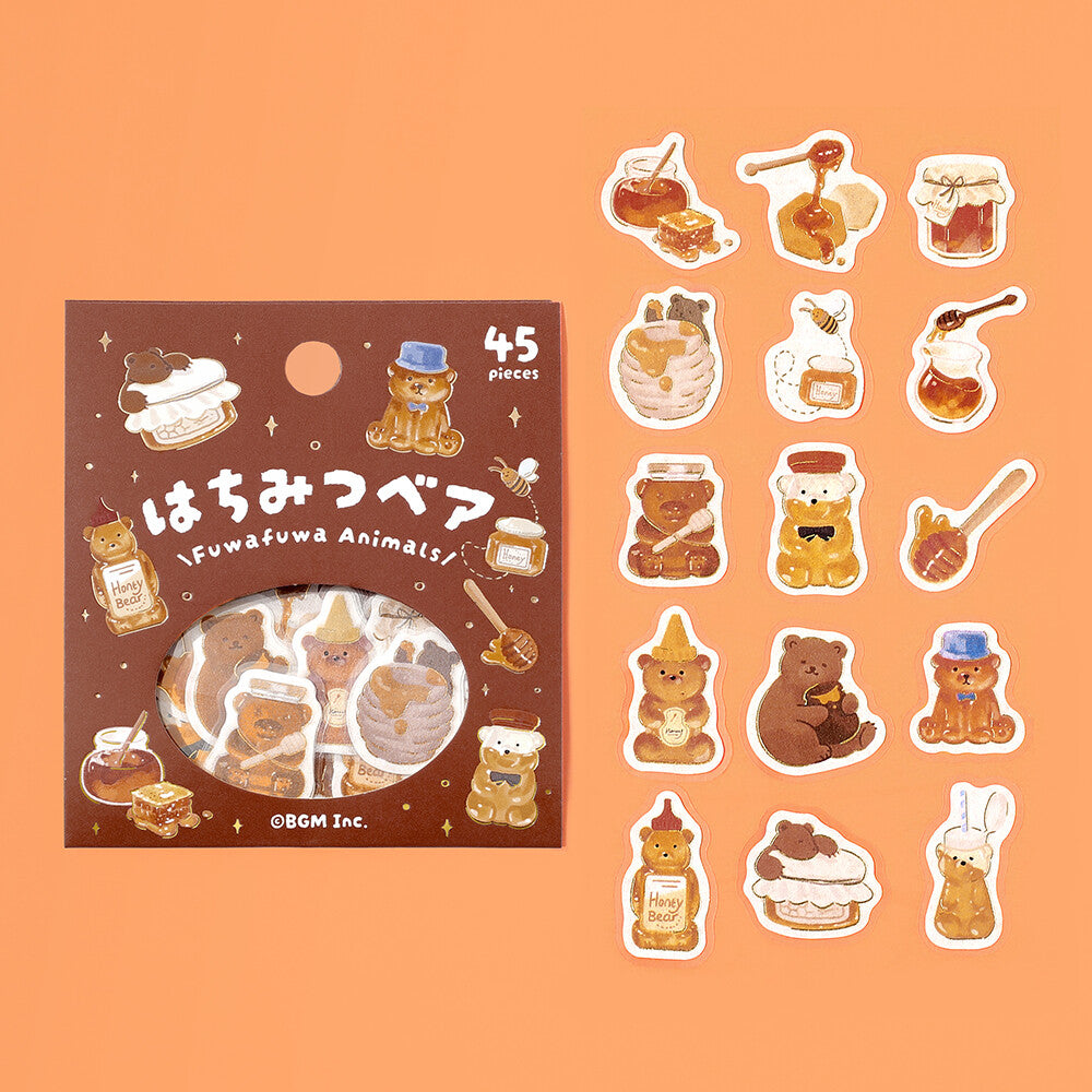 BGM - Sticker flakes, Honey bear, gold foil, designs