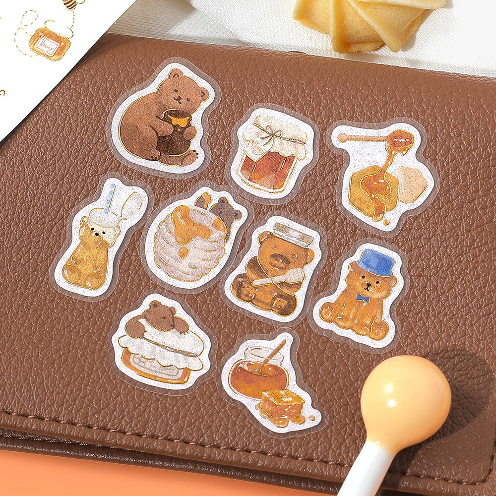 BGM - Sticker flakes, Honey bear, gold foil, stickers