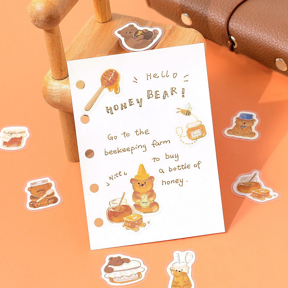 BGM - Sticker flakes, Honey bear, gold foil, in use