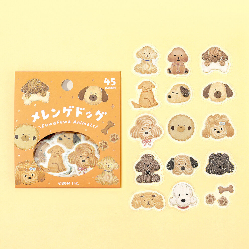BGM - Sticker flakes, Meringue dog, gold foil, packet front