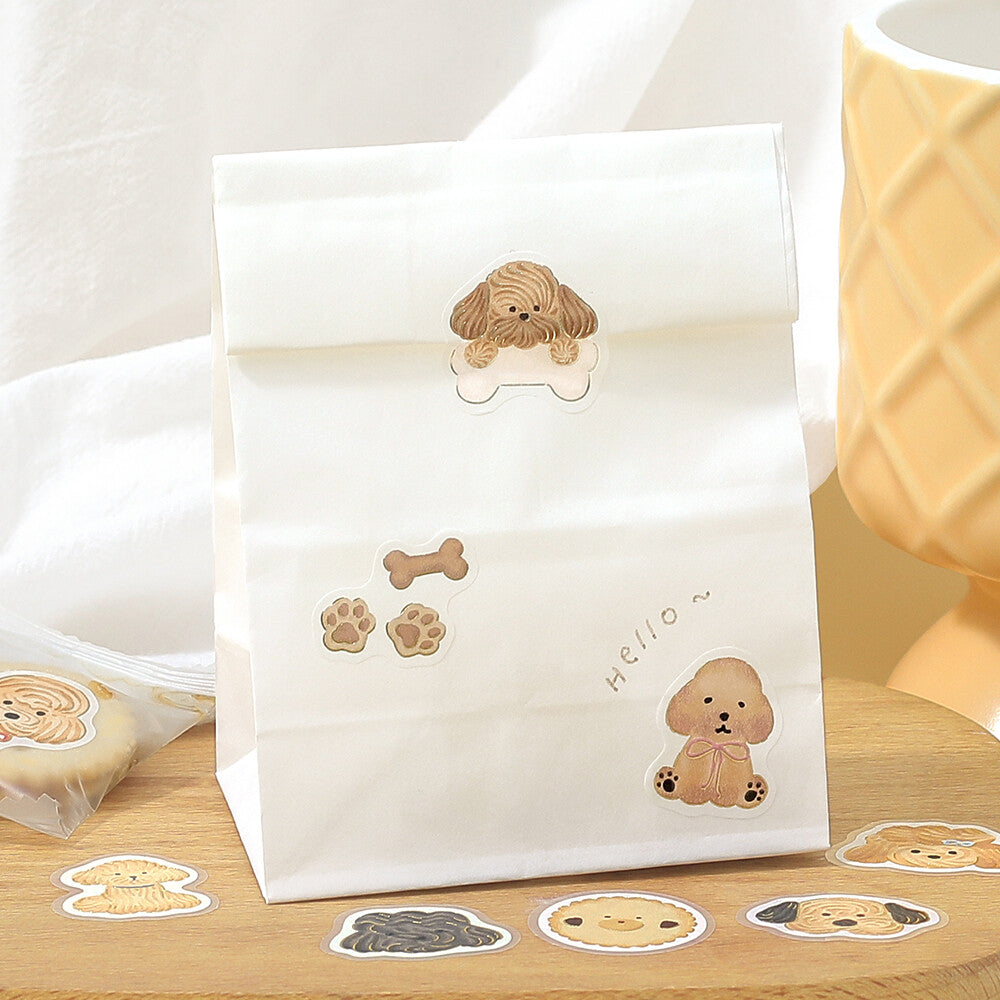 BGM - Sticker flakes, Meringue dog, gold foil, decorations