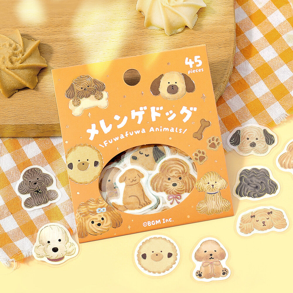 BGM - Sticker flakes, Meringue dog, gold foil, product front
