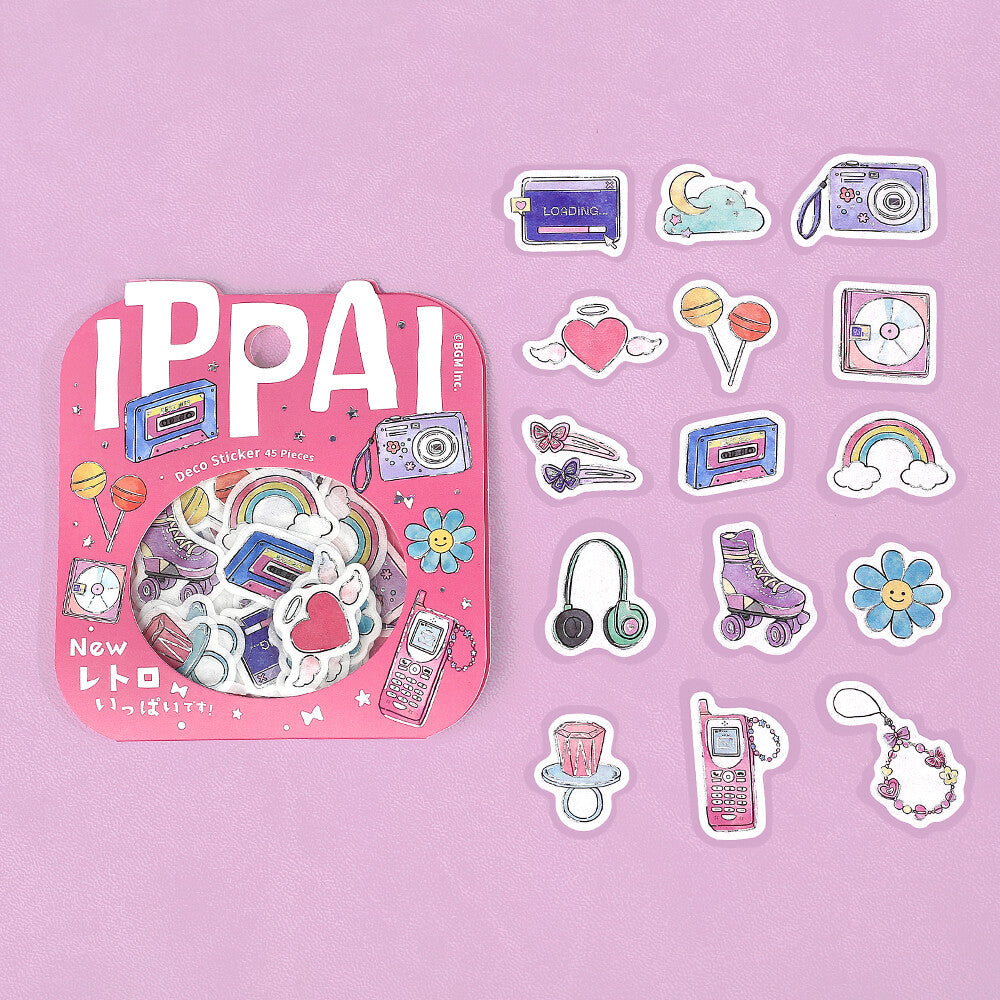 BGM - Sticker flakes, Retro, silver foil, packet