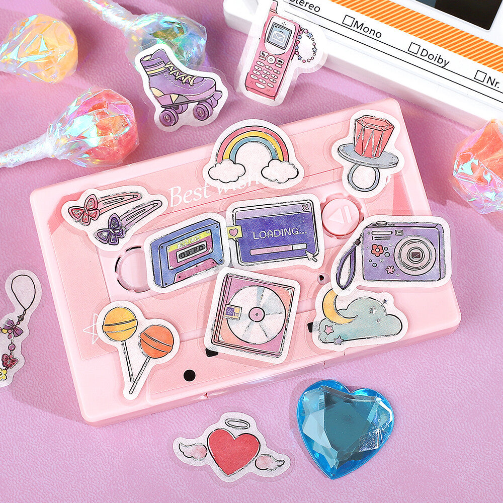 BGM - Sticker flakes, Retro, silver foil, designs