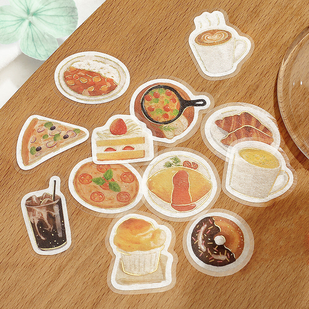 BGM - Sticker flakes, A lot of Western Food, gold foil, designs