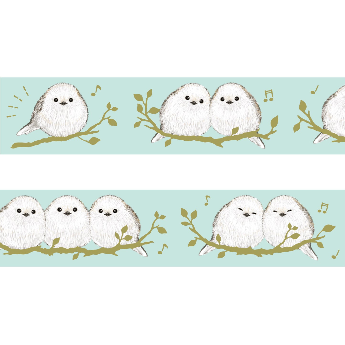 Papier Platz - Washi tape, Shimaenaga birds, gold foil, washi loop