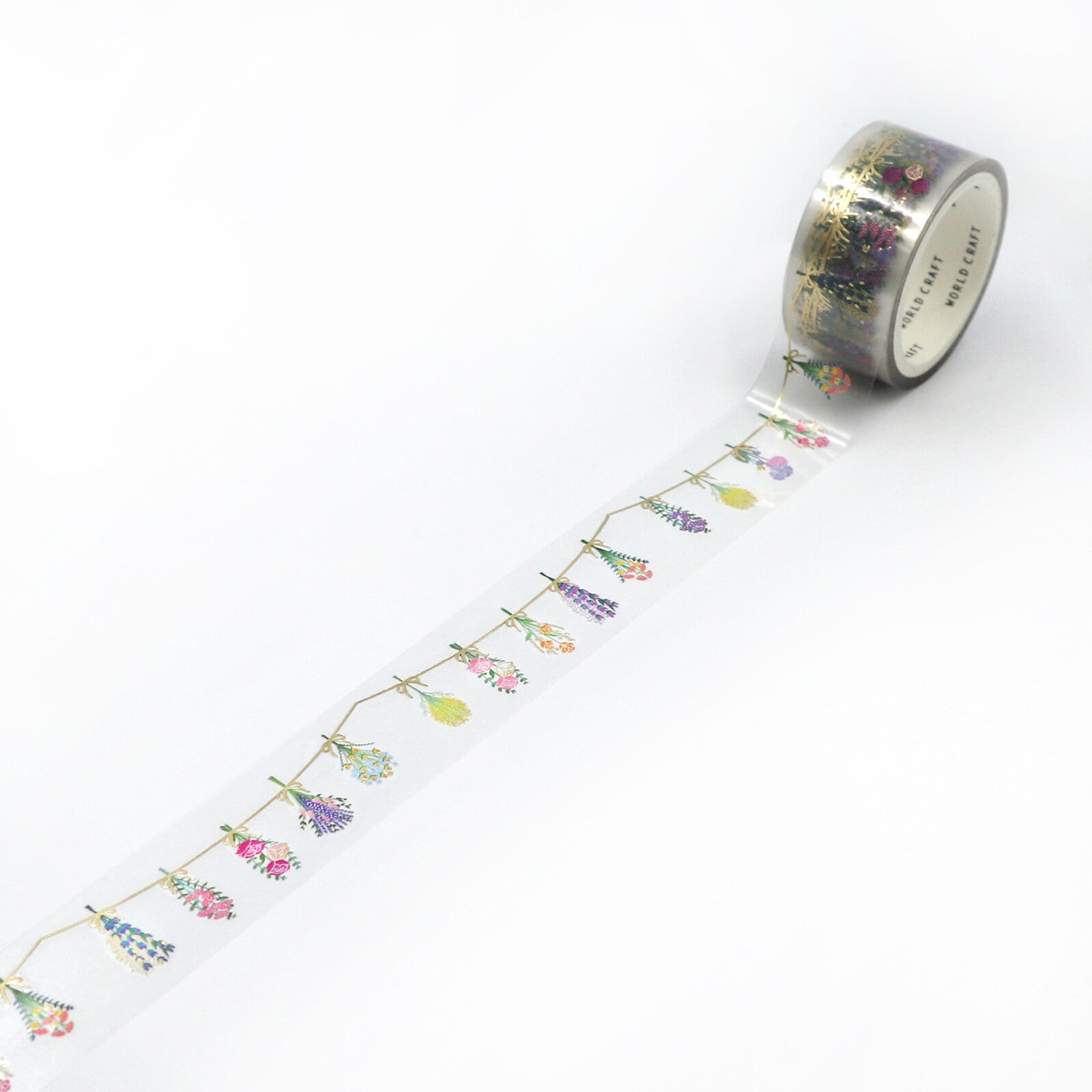 World Craft - PET tape, Dried Flower, gold foil, loop