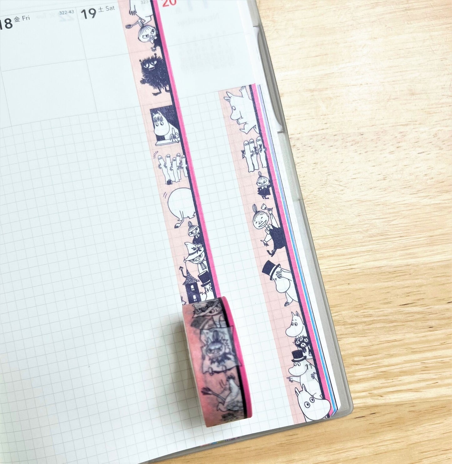 World Craft - Washi tape, Moomin, pink border, vertical design
