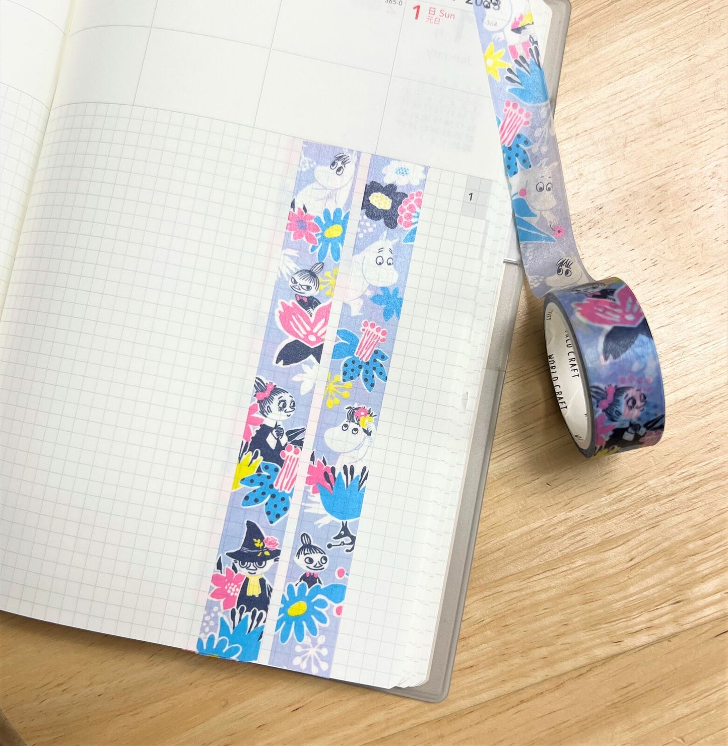 World Craft, Washi Tape, Moomin, Flower Blue