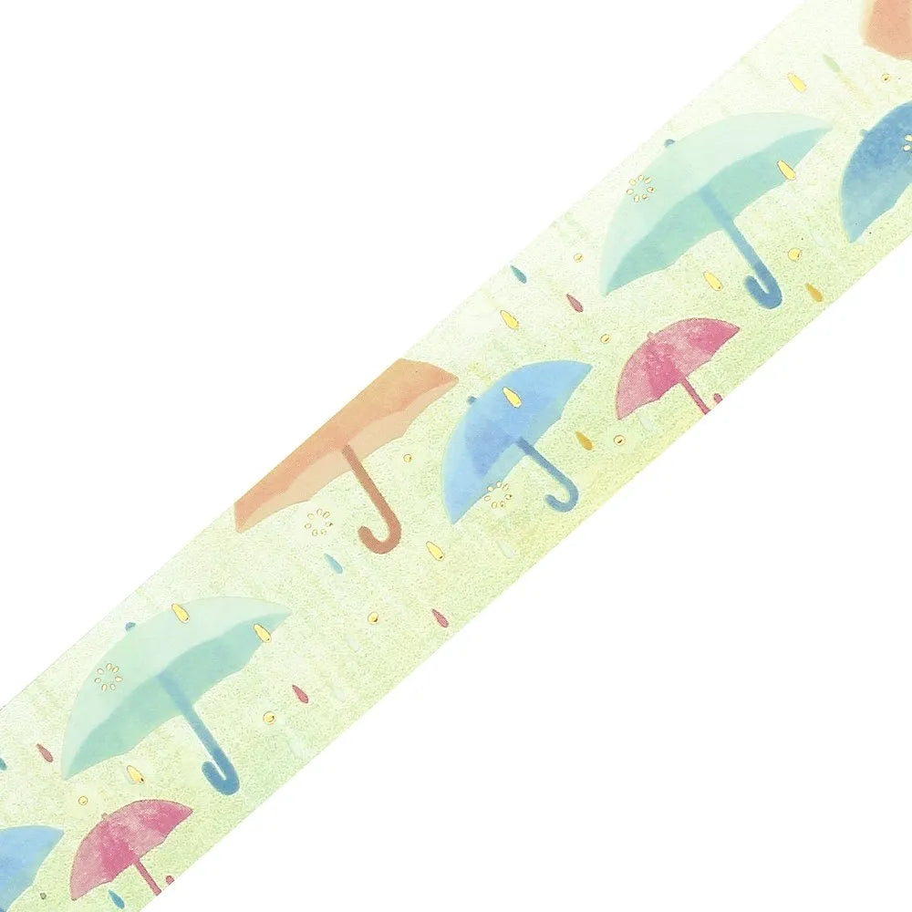 BGM Clear PET washi roll design featuring umbrellas on a white background