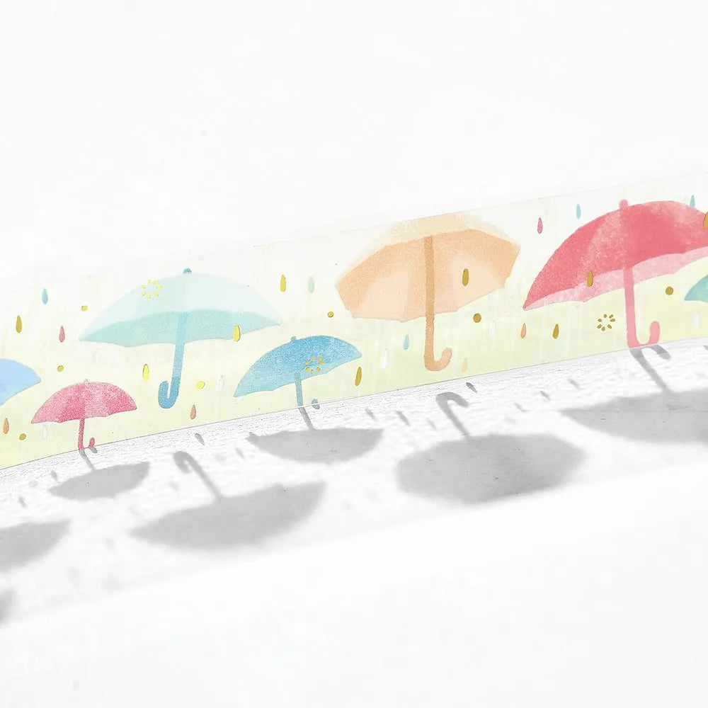 BGM Clear PET washi roll featuring umbrellas on a white background